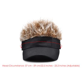 DS. DISTINCTIVE STYLE Novelty Visor Cap Adjustable Visor Hat with Spiked Wigs Fake Hair Visor for Adults (Black and Brown)