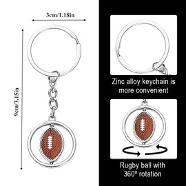 SGERUFZ Rotatable American Football Keychain 3D Design, Ultimate Gift for Football Fans and Players, for Sports Enthusiasts of All Ages (Silver-Colored)