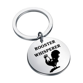 LQRI Rooster Whisperer Keychain Rooster Chicken Lover Gift Backyard Farmer Jewelry Pets Lover Farm Animal Gifts Rooster Themed Gift (silver)