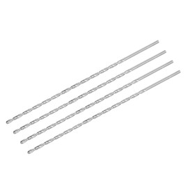 sourcing map Rotary Drill Bits Extra Long HSS (High-Speed Steel) Uncoated Aluminium 200 mm Length 4 mm Drill Diameter 4 mm Pack of 4
