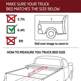 Kikito Vinyl Soft Roll-Up Tonneau Cover Truck Bed for 2009-2018 Ram 1500; 2010-2024 Ram 2500 3500; 2019-2024 Ram 1500 Classic 6.4ft(76.3in) Bed w/o Rambox