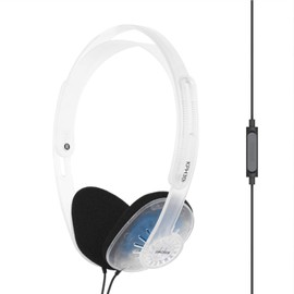 Koss KPH30iCL On-Ear Headphones, in-Line Microphone and Touch Remote Control, D-Profile Design, Wired with 3.5mm Plug (Clear)