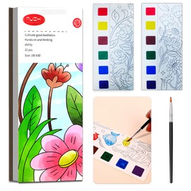 JUNQIU Watercolor Coloring Books for Kids Ages 4-8, Pocket Watercolor Painting Book for Toddlers, Arts and Crafts Kit Easter Basket Stuffers for Girls Boys