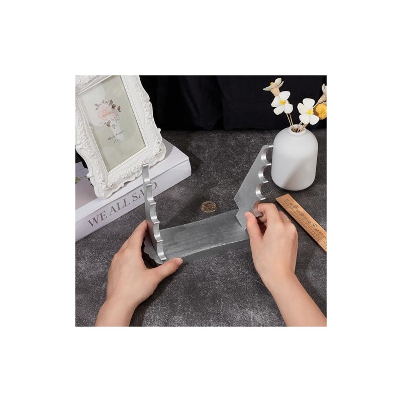 BENECREAT 5-Tier Wooden Magic Wand Display Stand, Silver Pine Wood