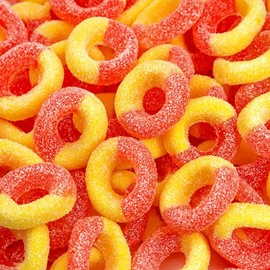 Peach Rings Gummy Candy | 2-Pound Bag | Sweet and Sour Candy | Peach Gummies for Snacking, Dessert Topping, Parties & Buffet Tables | Classic Gummy Rings