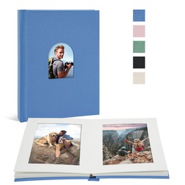 Vienrose Small Photo Album 6 x 4 for 20 Pictures, Linen Cover Premium Photo Book with Memo Space, Ideal for Wedding Albums, Memory Books, and Travel Journals, Blue