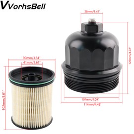 Fuel Filter Housing Cap Aluminum 134001 Compatible with 2017-2019 GM Duramax 6.6L L5P Chevy Silverado/GMC Sierra 2500HD 3500HD Billet with Drain Plug