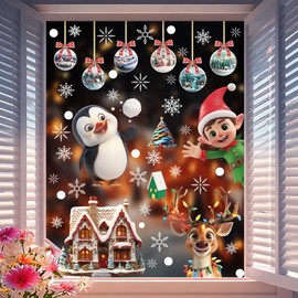 Christmas Window Stickers for Window Decoration: Window Clings Three-Dimensional Window Decal 9 Sheets for Party Decoration