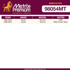METRIX PREMIUM CHASSIS PARTS Inner & Outer Tie Rod End Kit for 1995-2004 Toyota Tacoma 4WD 98-04 RWD 4 PCS