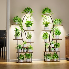 Plant Stand Indoor with Grow Lights - 8 Tiered Tall Plant Shelf, 65" Metal Corner Shelves for Indoor Plants Multiple, Large Curved Half-Moon Flower Holder Stand Display Rack for Patio, Home, 2 Pack