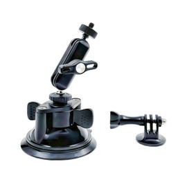 Double Layer Suction Cup Mount with Double Ball Head Magic Arm, 1/4" Screw 360° Rotating Camera Mount Compatible with GoPro Hero, Insta360 X3, DJI Osmo, Action Camera, Phones for Car Windshield