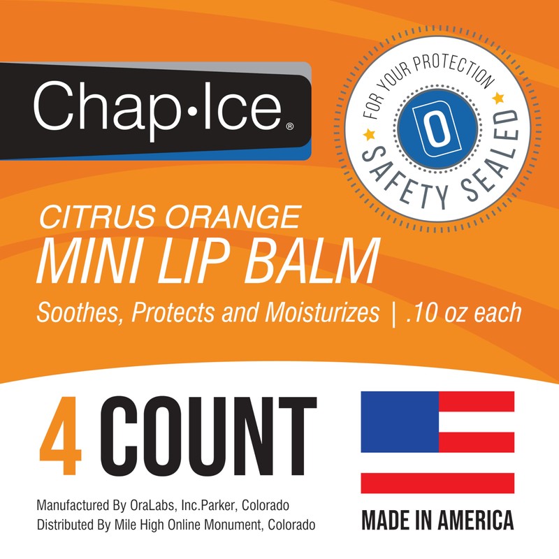 Citrus Flavor - Chap-Ice Mini Lip Balm, 4 count -