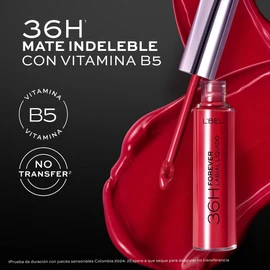 L'BEL - Labial Líquido Mate Forever 36H No Transfer, Alta Cobertura, con Vitamina B5 7 g Color Mate Indeleble de Larga Duración (Matte Adore)