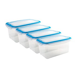 Kigima Food Storage Containers Freezer Containers 2.5 L Set of 3 with Click Closure Blue