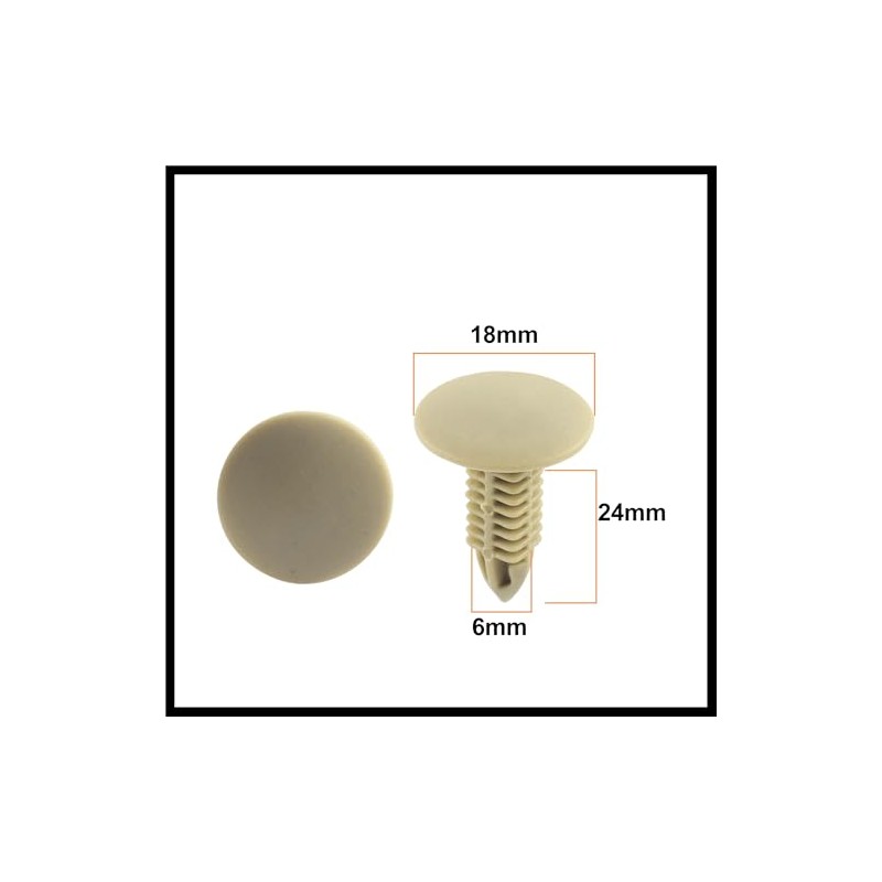 Hihaha 50pcs 6mm Hole Beige Push Plastic Rivets Fastener Door