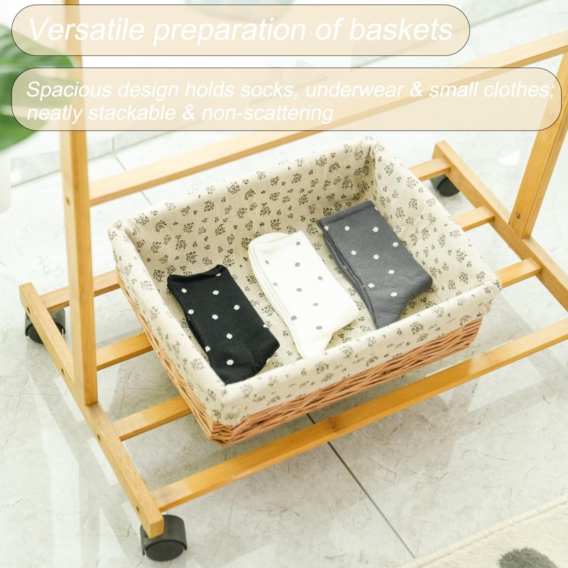 Storage basket,Woven handmade baskets for storage with liners,Rectangle storage bins