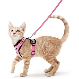 rabbitgoo Cat Harness and Leash for Walking, Escape Proof Soft Adjustable Vest Harnesses for Small Medium Cats, Easy Control Breathable Reflective Strips Jacket, S, Pink