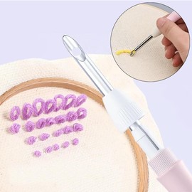 Punch Needle Set Beginners, Punch Needle Kit, Embroidery Set, Punch Needle Embroidery Starter Kit, with Embroidery Hoop, Punch Needle, Punch Needle Fabric, Threads, Threading Aid (Tulips)