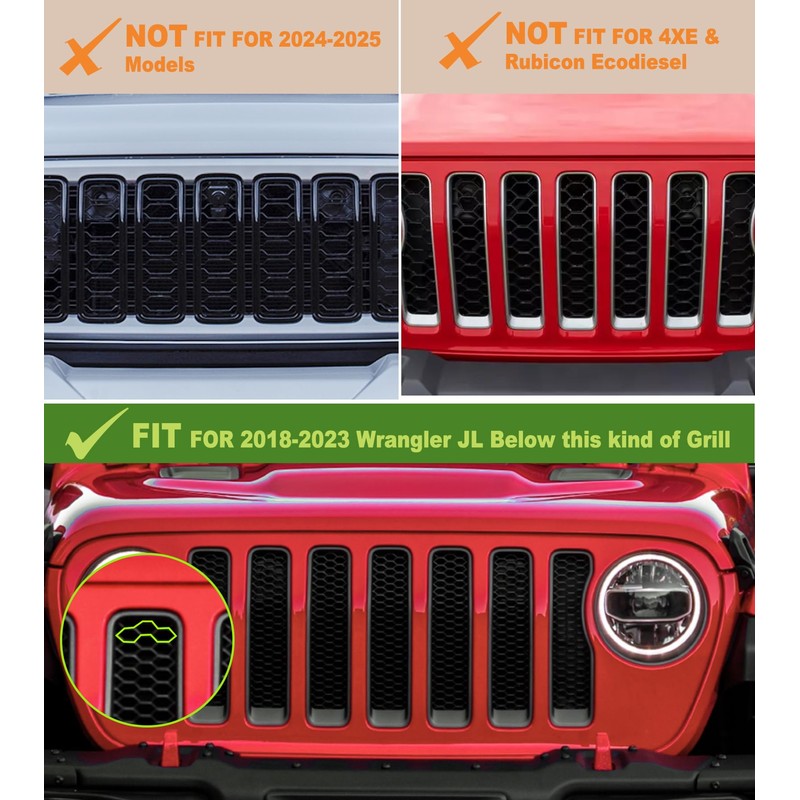 Grill Lights for Jeep Wrangler JL JLU Front Bumper Grille