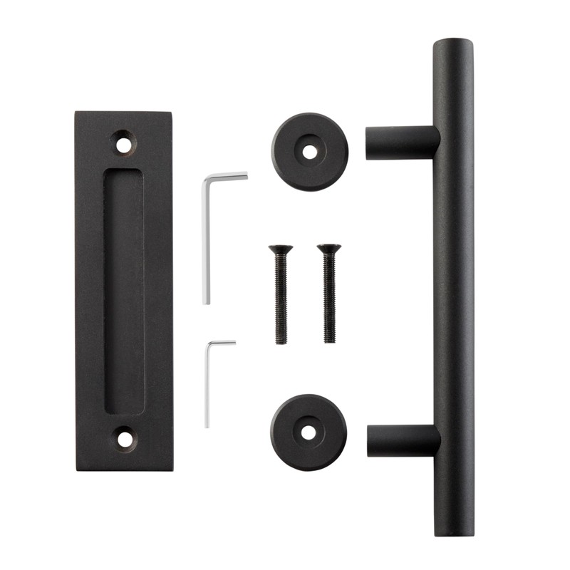 Delaney Hardware BD0804 Black Barn Door Handle Set, Black Barn