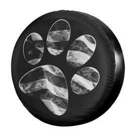 Foruidea Paws Us American Flag Spare Tire Cover Dust-Proof Wheel Tire Cover Fit Trailer, RV, SUV and Many Vehicle 17 Inch
