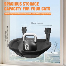 Homegroove Cat Window Perch, 18 x 12 Inch Foldable Cat Hammock for Window with Sturdy Metal Frame, Breathable Cordless Window Bed for Resting Seat for Indoor Cats (Black, 18 x 12 Inch)