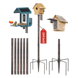 Onlyfly Bird Feeder Pole Stand – 104 Inch Height Feeding Station with 1-Inch Dia Heavy Duty for Hanging Feeders, Bird House Pole Mount Kit for Outdoor, Slip-Fit Connection, Copper Brushed