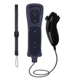 HZIME New Replacement Remote Control Compatible For Wii & Wii U, Built-in 2 in 1 Motion Plus with Silicon Case and Nunchuck (Black Color)