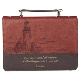 Christian Art Gifts Classic Vegan Leather Bible Cover for Men & Women: Be Strong, Brown, Medium