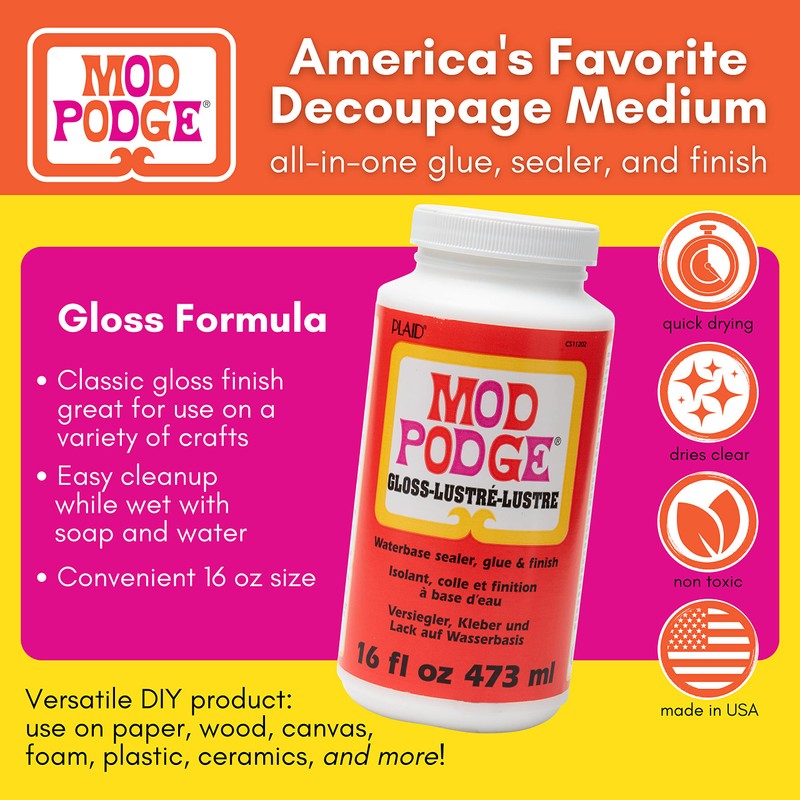 Mod Podge Gloss Waterbase Sealer, colla e finitura, 453,6 g