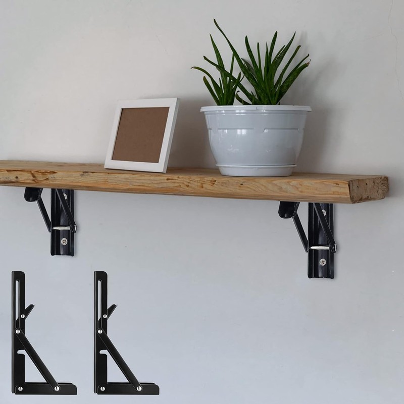 KOCOMART Folding Shelf Bracket, 11.8 inches (30 cm), L-Shaped Bracket,
