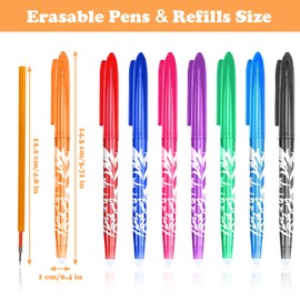 WATUNID 8 Colors Erasable Gel Pens with Refills, 0.5mm Fine Point