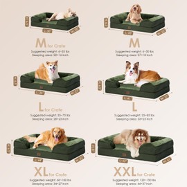 EHEYCIGA Orthopedic Dog Beds for Extra Large Dogs, Waterproof Memory Foam XL Dog Bed with Sides, Non-Slip Bottom and Egg-Crate Foam Big Dog Couch Bed with Washable Removable Cover, Dark Green