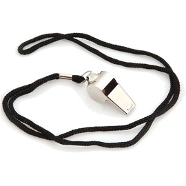 YSSZAM Silver Coach Referee Stainless Steel Safety Whistle with Lanyard Coach and Referee Whistles Black Rope for School Sports,Soccer,Football,Basketball and Lifeguard Protection