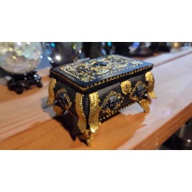 Black and Gold Skull Mirrored Jewelry Box, Gothic Home Decor