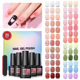 COSCELIA Jelly Gel Polish Set 25 Colors Translucent Ice Jelly Gel Nail Polish for Women All Seasons Red Green Brown Colors Gel Manicure Kit Salon DIY at Home Gifts for Women | COSCELIA