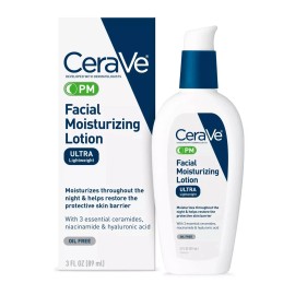 CeraVe PM Facial Moisturizer, Lotion Face Ultra-Light 3 oz