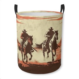 Laundry Basket Western Cowboys Collapsible Laundry Hamper with Handles Clothes Storage Bin for Household Bedroom Bathroom College Dorms