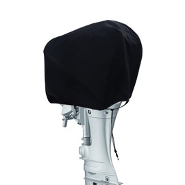 Outboard Motor Cover 600D Water Resistant Oxford Fabric, Boat Motor Cover Universal Size, Motor Hood Cover Fits 25-90HP Black