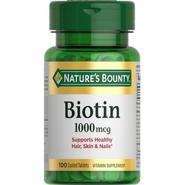 Nature's Bounty Biotina, Apoya el metabolismo para la energía y la salud del cabello, la piel y las uñas, 1000 mcg, 100 tabletas