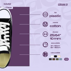 Premium Shoelaces 10 mm for Trainers – 130/160 cm – 7 Colours – Colourful Shoelaces, Laces Colourful, Laces, White