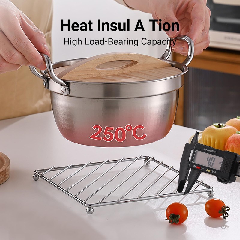 BAOWUABJ 2 Pack Trivets for Kitchen Worktops - Stainless Steel