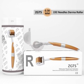 ZGTS Derma Roller System 192 Needles Titanium Alloy Needles Roller for Acne Skin Hair Loss, Gold, 0.30mm