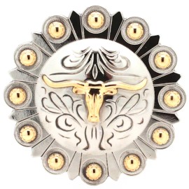 Stecksstore Steer Berry Saddle Horn Cap Screw Back Concho Old Silver 3" 7965-60