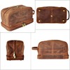 Genuine Leather Travel Cosmetic Bag - Hygiene Organizer Dopp Kit