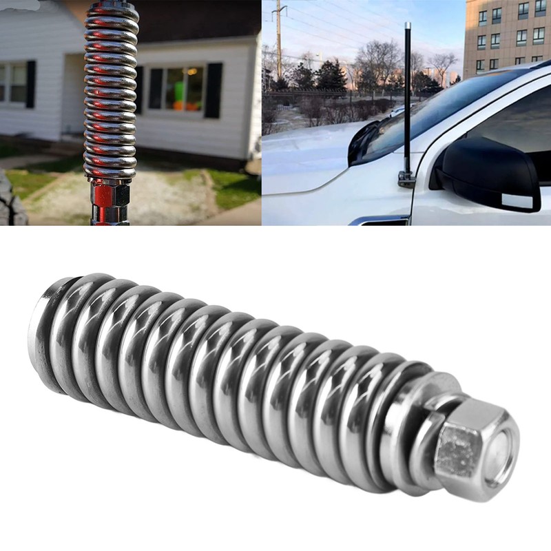 Antenna Spring Mount Silver Shockproof Protective Signal Reception Improvement Flexibility