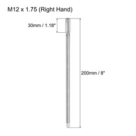 sourcing map Metric Thread Tap M12 x 1.75 H2 200mm Extra Long Straight Flute Screw Thread Milling Machine Taps Threading Tapping Repair Tool