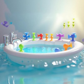 Suction Cup Bath Toy, Water Play, Pool Toy, Decompression Goods, Desk Decoration, Tactile Toy, Stress Relief, Travel, Portable, Educational Sensory Toy, For Ages 7 and Up (11 Suction Cups)
