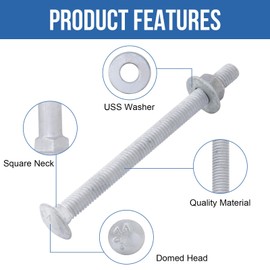HROMIGRY 1/2" x 7" Carriage Bolts (25 PCS), Hot Dip Galvanized, Heavy Duty Round Head with Washers and Nuts