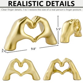 shellspace Heart Hands Sculpture, Gold Boho Aesthetic Gesture Decoration, Modern Style Love Sign Art Figurine Ornaments, Home Decor for Living Room, Bedroom, Wedding, Office, Shelves, Coffee Table